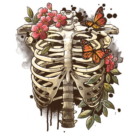 Spring skeleton watercolor - NeatoShop