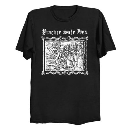 Practice Safe Hex - Witch - Vintage Distressed Occult - Gothic Woodcut tiny thumbnail