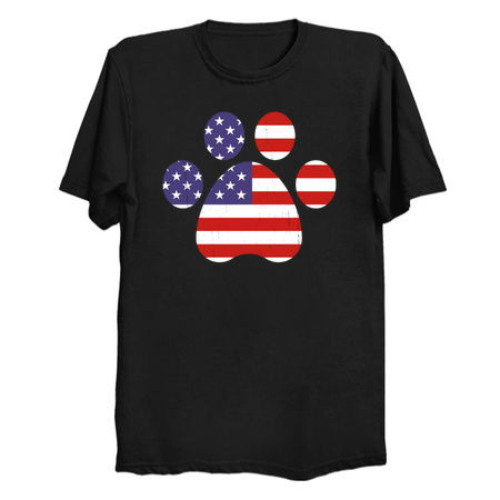 Patriotic Dog Paw T-Shirt Great Gift for 4th of July tiny thumbnail