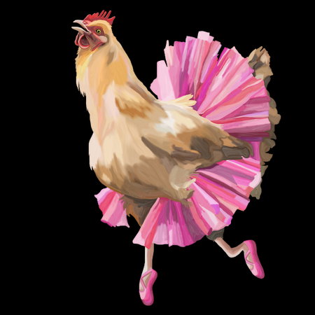 pink chicken ballerina dress Close up on our Ballet Slipper Print! The Amma Dress in Ballet Slippers is ready for twirls and pirouettes, with a sweet satin ribbon trim and ruffle cuffs!