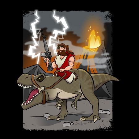 Jesus Rode A T Rex Jesus Riding Dinosaur - NeatoShop