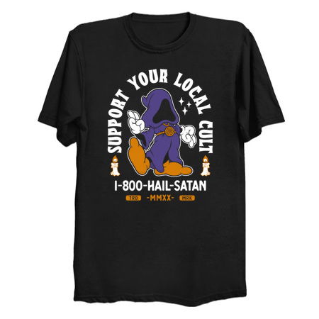 Support Your Local Cult - Hail Satan - Vintage Cartoon Occult tiny thumbnail
