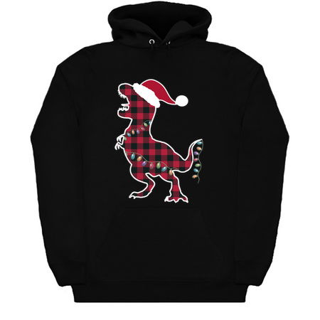 Red Plaid Dinosaur T Rex Christmas Lights Pajamas tiny thumbnail