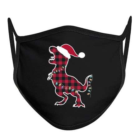 Red Plaid Dinosaur T Rex Christmas Lights Pajamas tiny thumbnail