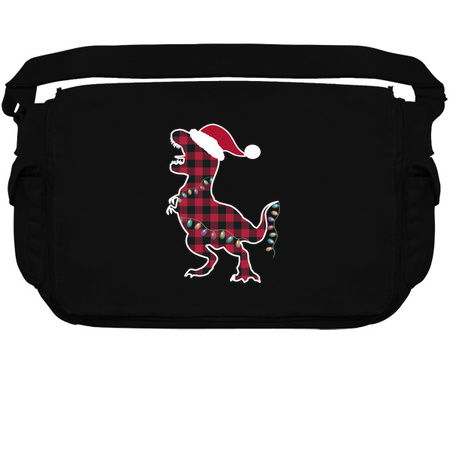 Red Plaid Dinosaur T Rex Christmas Lights Pajamas tiny thumbnail