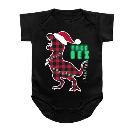 Red Plaid Dinosaur T Rex Christmas Lights Tree rex Pajamas tiny thumbnail
