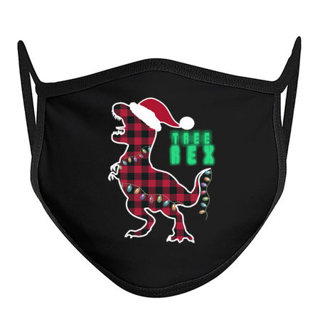 Red Plaid Dinosaur T Rex Christmas Lights Tree rex Pajamas tiny thumbnail