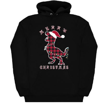 Red Plaid Dinosaur T Rex. Merry Christmas Lights Pajamas tiny thumbnail