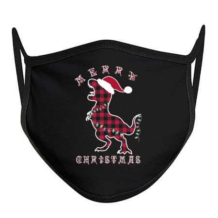 Red Plaid Dinosaur T Rex. Merry Christmas Lights Pajamas tiny thumbnail