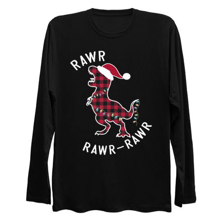 Red Plaid Dinosaur T Rex Christmas Lights RAWR Pajamas tiny thumbnail