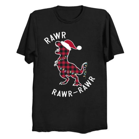 Red Plaid Dinosaur T Rex Christmas Lights RAWR Pajamas tiny thumbnail