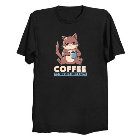 Coffee To Survive Nine Lives Funny Cute Cat tiny thumbnail