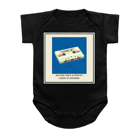 Funny Retro Cassette Tape Rewind with a Pencil Pop Art tiny thumbnail