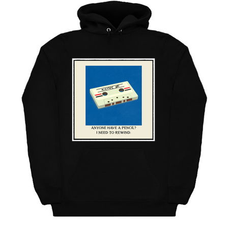 Funny Retro Cassette Tape Rewind with a Pencil Pop Art tiny thumbnail