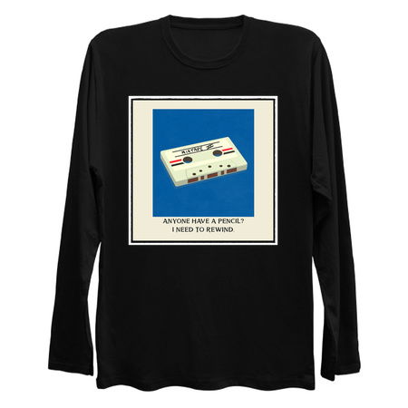 Funny Retro Cassette Tape Rewind with a Pencil Pop Art tiny thumbnail