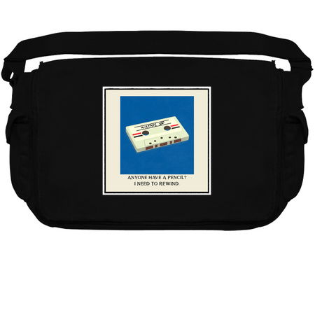 Funny Retro Cassette Tape Rewind with a Pencil Pop Art tiny thumbnail