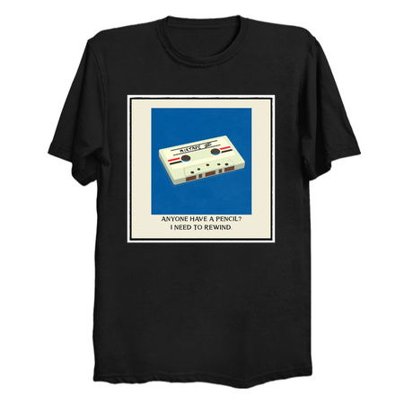 Funny Retro Cassette Tape Rewind with a Pencil Pop Art tiny thumbnail