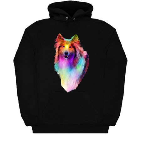 Rainbow Psychedelic Rough Coated Collie Dog Portrait tiny thumbnail