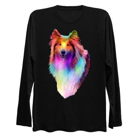 Rainbow Psychedelic Rough Coated Collie Dog Portrait tiny thumbnail