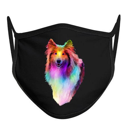 Rainbow Psychedelic Rough Coated Collie Dog Portrait tiny thumbnail