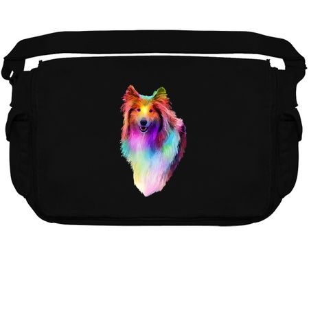 Rainbow Psychedelic Rough Coated Collie Dog Portrait tiny thumbnail