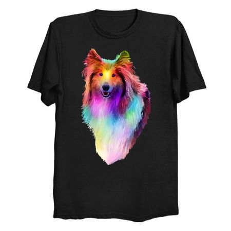 Rainbow Psychedelic Rough Coated Collie Dog Portrait tiny thumbnail