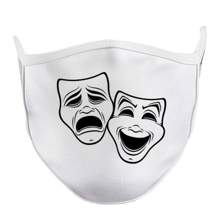 Comedy And Tragedy Theater Masks Black Line tiny thumbnail