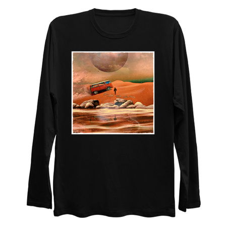 Surreal Science Fiction Alien Planet with Camper Van Bus and Traveler tiny thumbnail