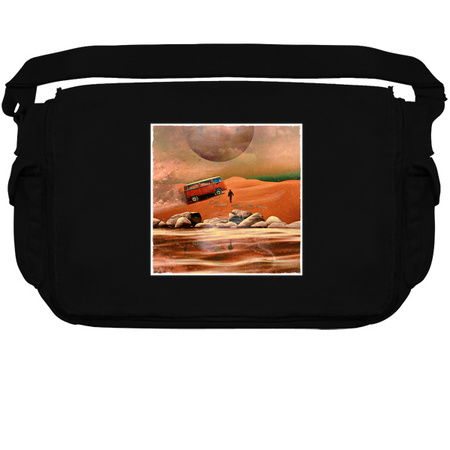 Surreal Science Fiction Alien Planet with Camper Van Bus and Traveler tiny thumbnail