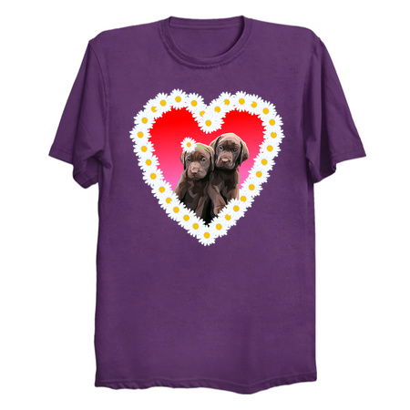 Chocolate Lab Puppies Flower Daisy Heart tiny thumbnail