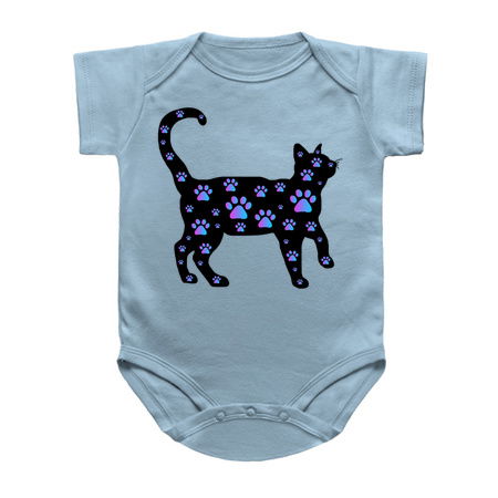 Blue Purple Paw Print Black Cat Silhouette tiny thumbnail