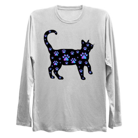 Blue Purple Paw Print Black Cat Silhouette tiny thumbnail