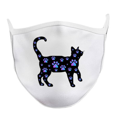 Blue Purple Paw Print Black Cat Silhouette tiny thumbnail