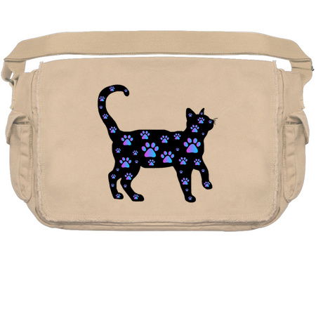 Blue Purple Paw Print Black Cat Silhouette tiny thumbnail