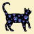 Blue Purple Paw Print Black Cat Silhouette tiny thumbnail