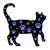 Blue Purple Paw Print Black Cat Silhouette tiny thumbnail