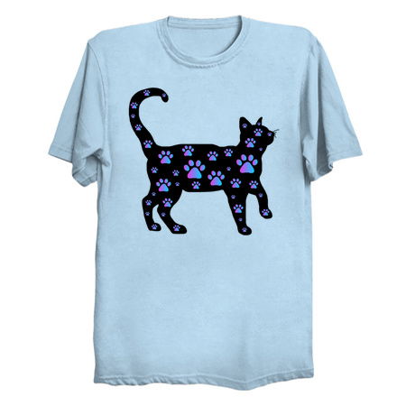 Blue Purple Paw Print Black Cat Silhouette tiny thumbnail