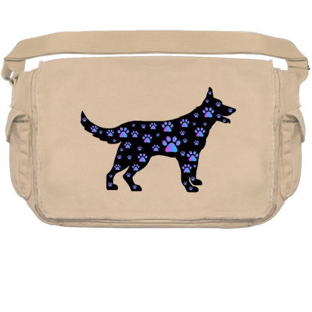 Blue Purple Paw Print Black Dog Silhouette tiny thumbnail