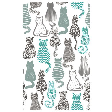 Cat Line Pattern Cute Cat Line Pattern - NeatoShop