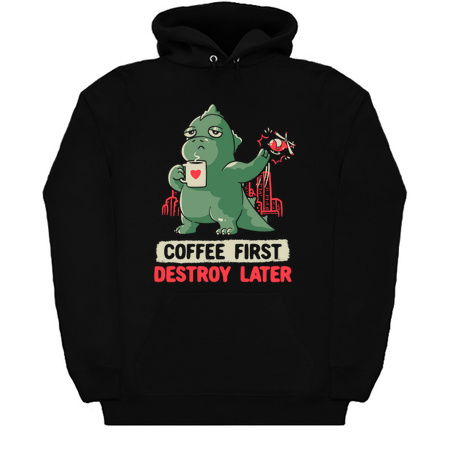 Coffee First Destroy Later Cute Funny Monster Gift tiny thumbnail