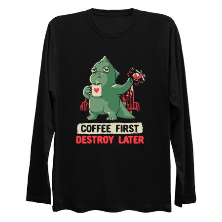 Coffee First Destroy Later Cute Funny Monster Gift tiny thumbnail