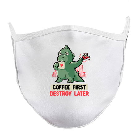 Coffee First Destroy Later Cute Funny Monster Gift Light tiny thumbnail