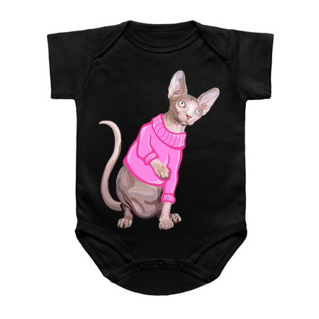 Cozy Sphynx Cat with Pink Knit Sweater tiny thumbnail