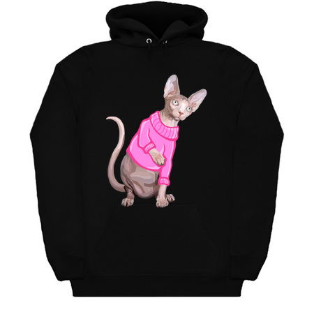 Cozy Sphynx Cat with Pink Knit Sweater tiny thumbnail