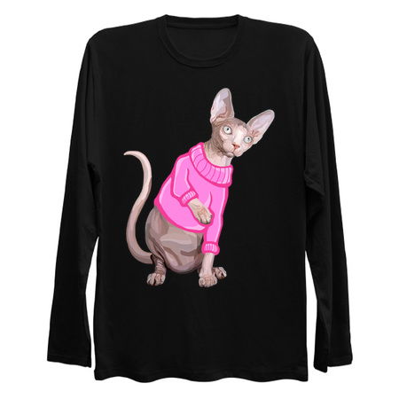 Cozy Sphynx Cat with Pink Knit Sweater tiny thumbnail