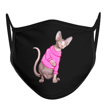 Cozy Sphynx Cat with Pink Knit Sweater - NeatoShop