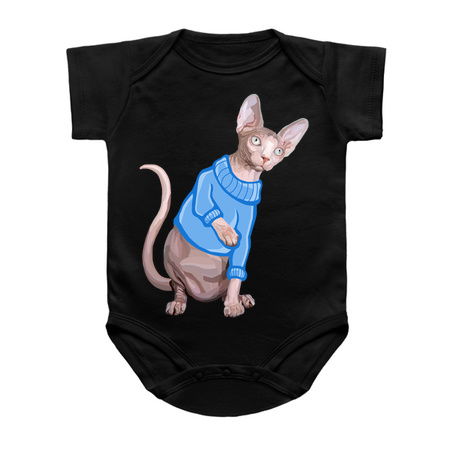 Cute Sphynx Cat with Blue Knit Sweater tiny thumbnail