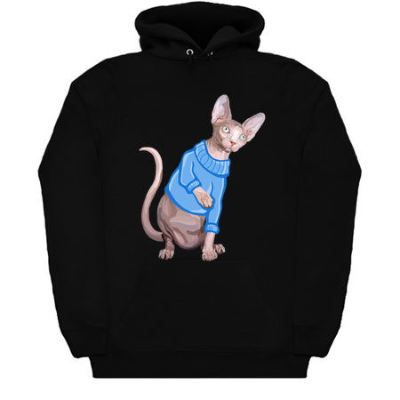 Cute Sphynx Cat with Blue Knit Sweater tiny thumbnail
