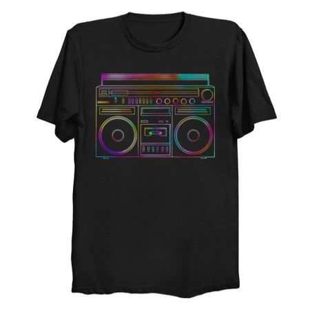 Old School Retro Neon Outline Boombox - NeatoShop