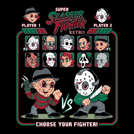Super Slasher Fighter - Cartoon Chibi Style - Retro Video Game - Classic Slasher Horror - NeatoShop Super Slasher Fighter - Cartoon Chibi Style - Retro Video Game - Classic Slasher Horror - NeatoShop